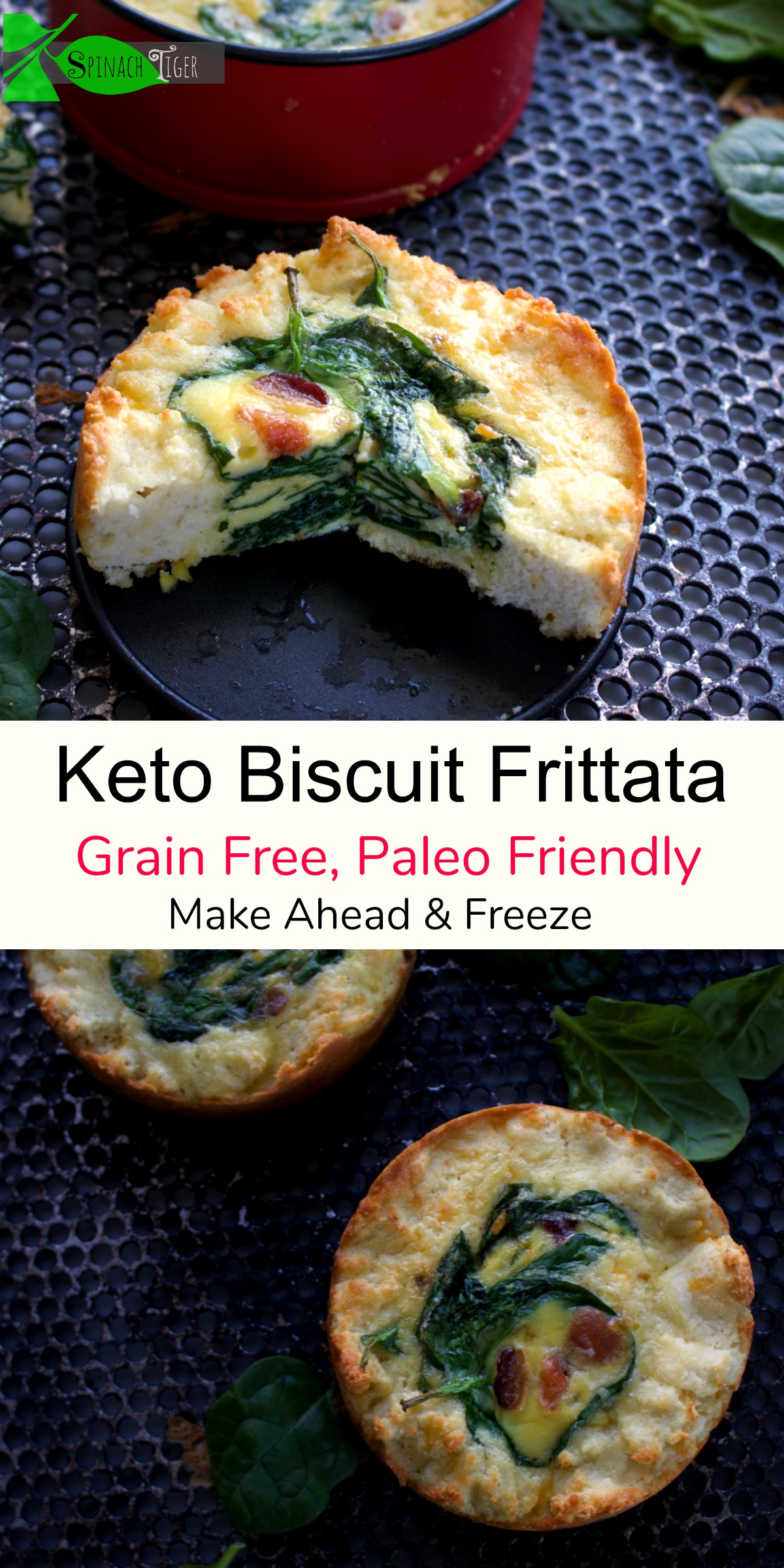 Keto Biscuit Frittata, Grain Free, Paleo Friendly, from Spinach Tiger