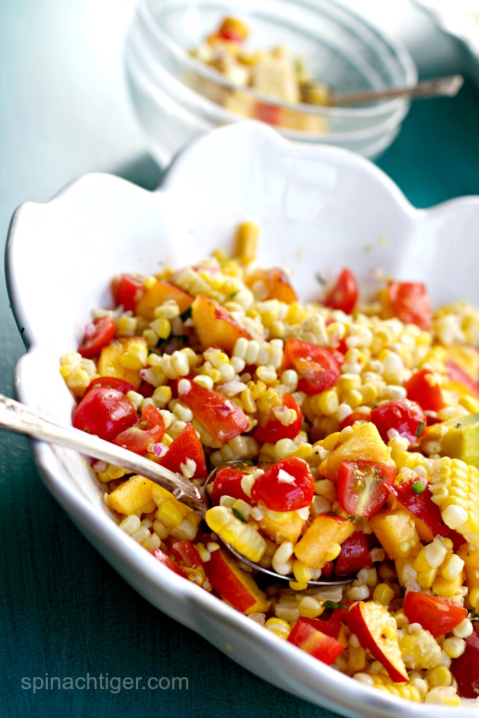 Peach Corn Salad How to Freeze Peaches and My Best Peach Recipes from Spinach Tiger