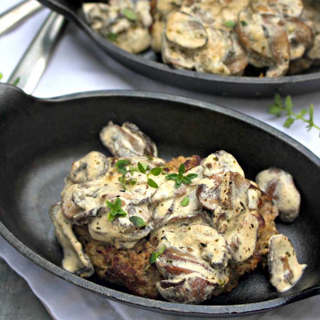 Burger Steak Recipe with Sour Cream Mushroom Sauce, (Keto Friendly)