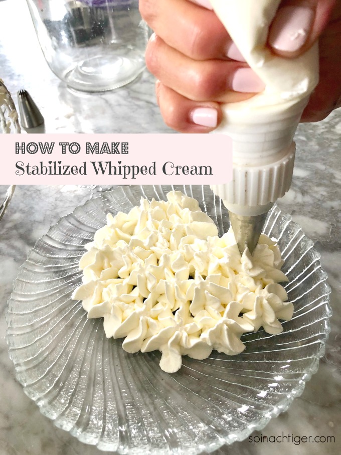 Make Stabilized Whipped Cream Icing Recipe from Spinach Tiger #stabilzedwhippedcream #whippedcream