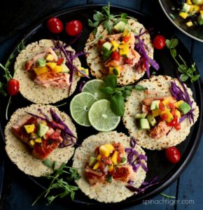 Salmon Tacos with Mango Tomato Salsa