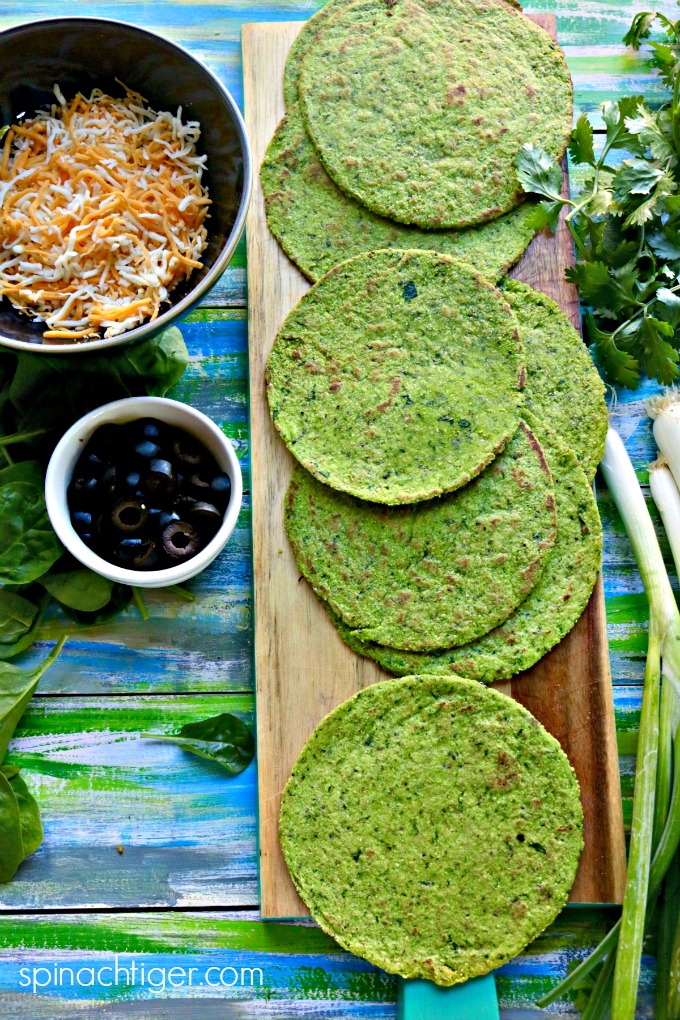 Green tortillas for Keto Green Chicken Enchiladas from Spinach Tiger