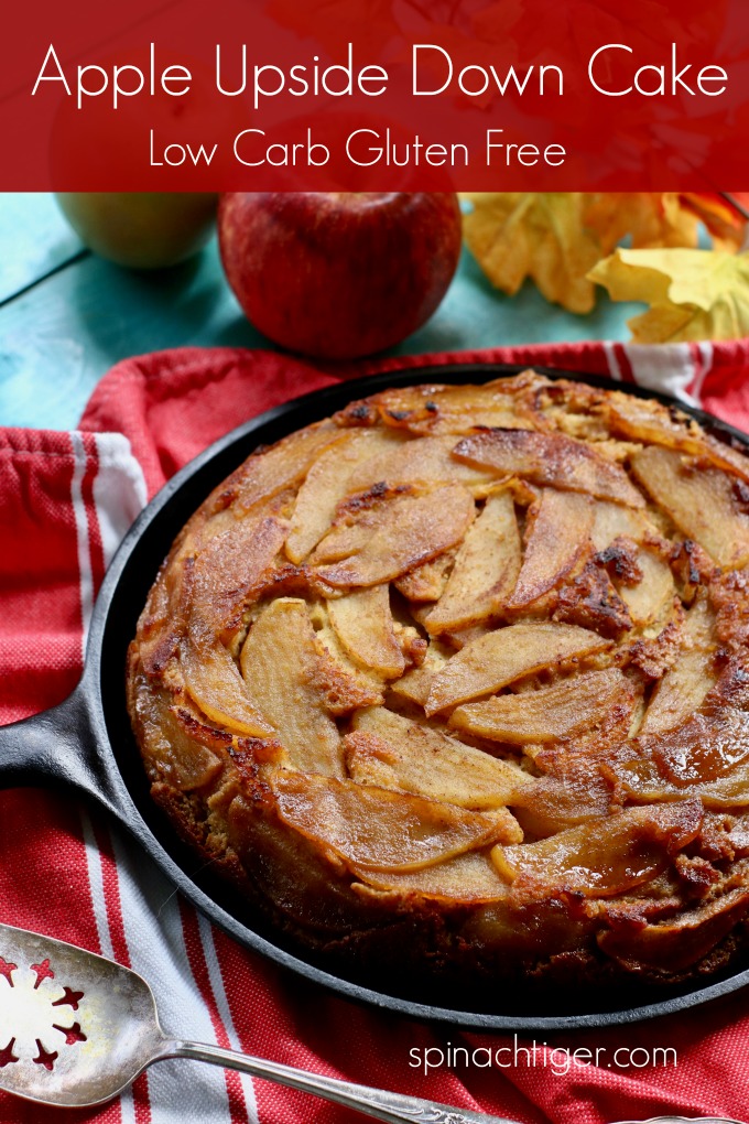 Low Carb Apple Upside Down Cake from Spinach Tiger #glutenfree #keto #apple #cake #almondflour #paleo #recipe