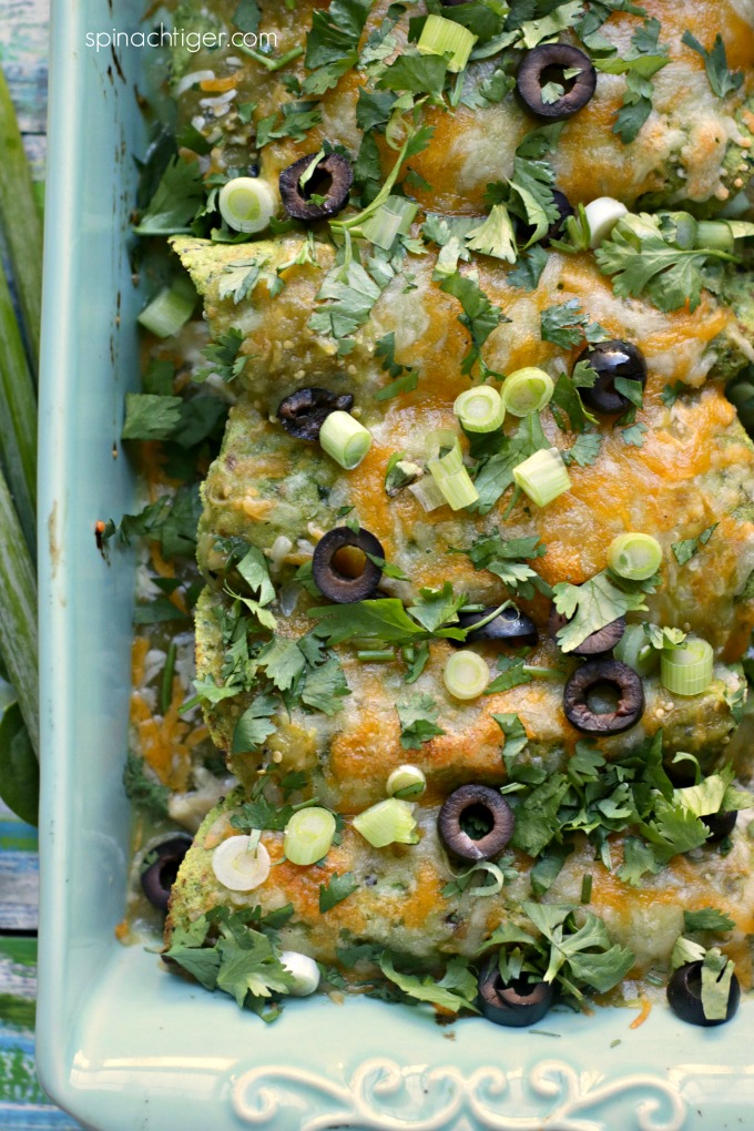Green Chicken Enchiladas - Low Carb Mexican Recipes from Spinach Tiger 