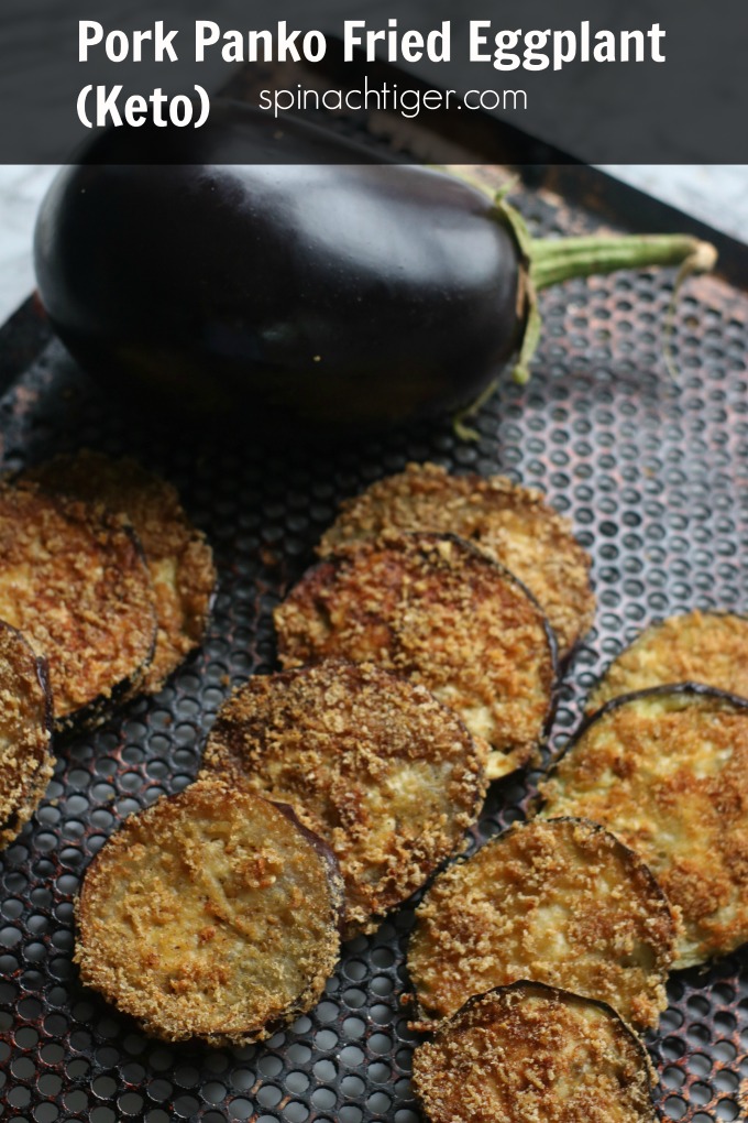 Fried Eggplant, keto and paleo friendly made with pork panko, or processed pork rinds. #ketoeggplant #paleo #glutenfree #spinachtiger #ketoItalian via @angelaroberts