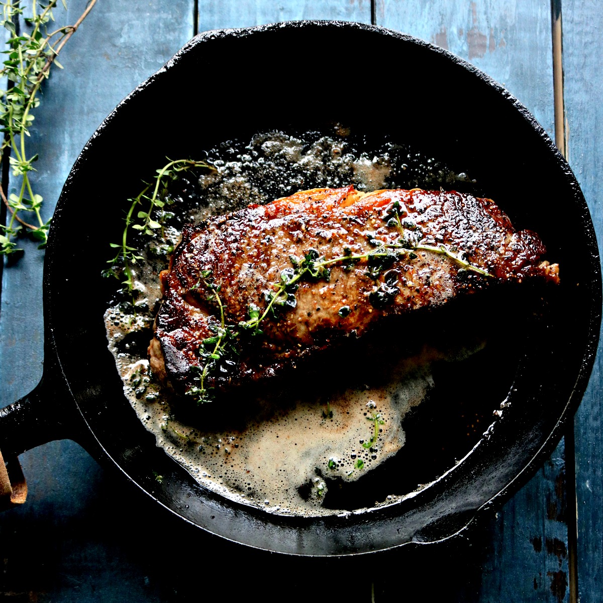 New York Strip Steak In A Frying Pan at Claire Williams blog