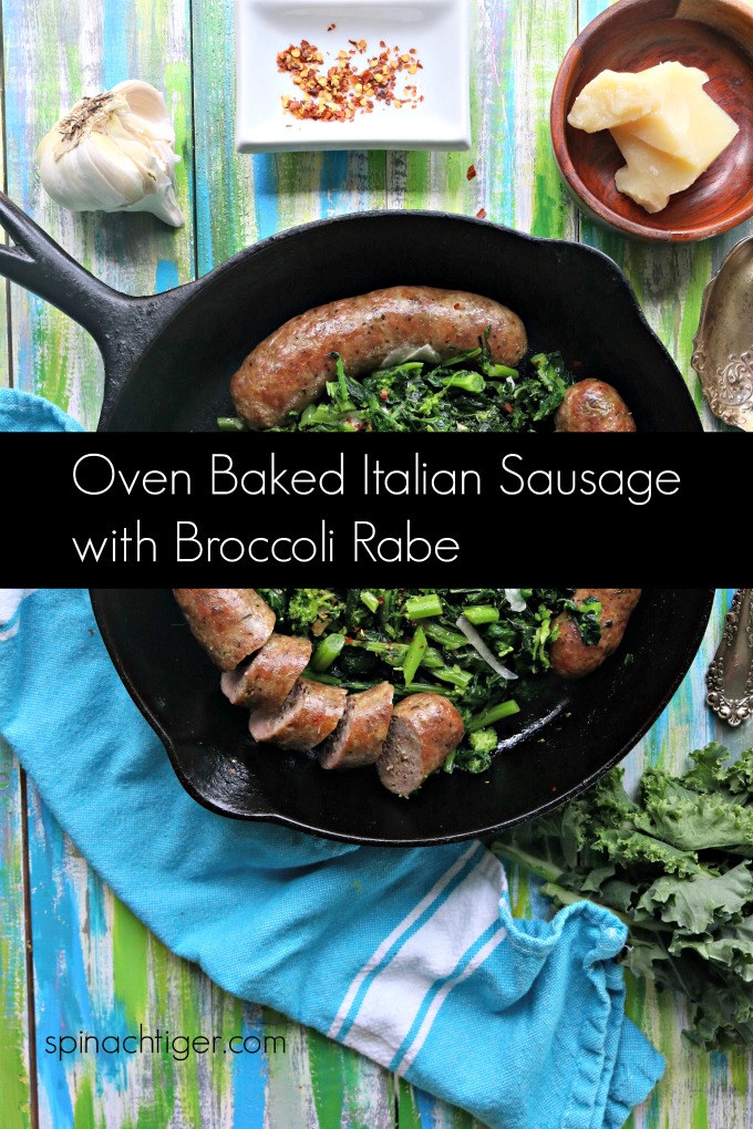 Oven Baked Italian Sausage with Broccoli Rabe from Spinach TIger