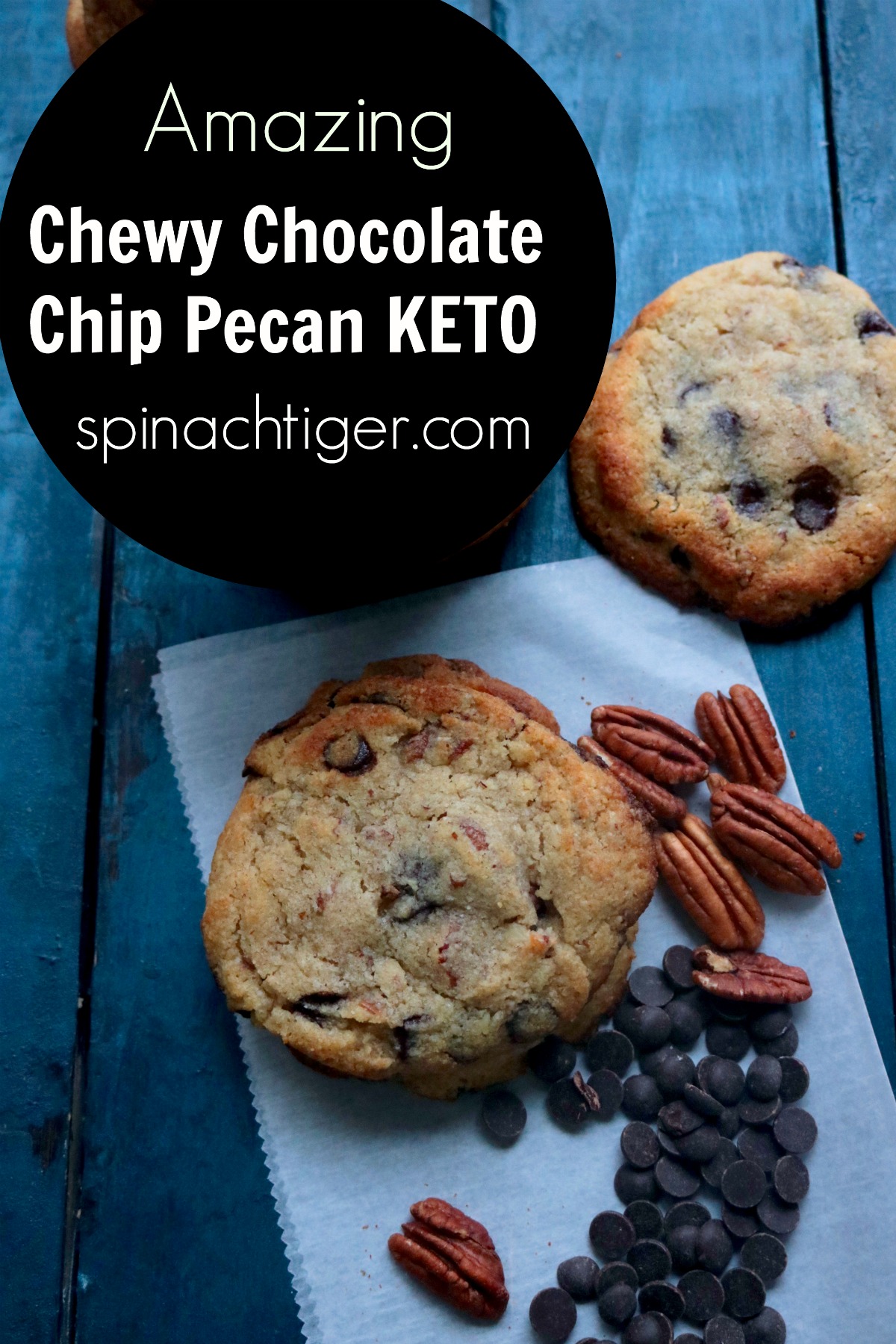 Best technique for the perfect keto chocolate chip cookie. Made with Pecans, Almond Flour, Choc Zero Chocolate Chips. #choczero #ketocookies #ketochocolatechip via @angelaroberts