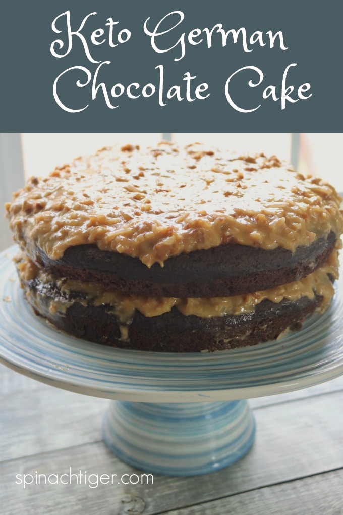 Double Layer Keto German Chocolate Cake from Spinach Tiger 