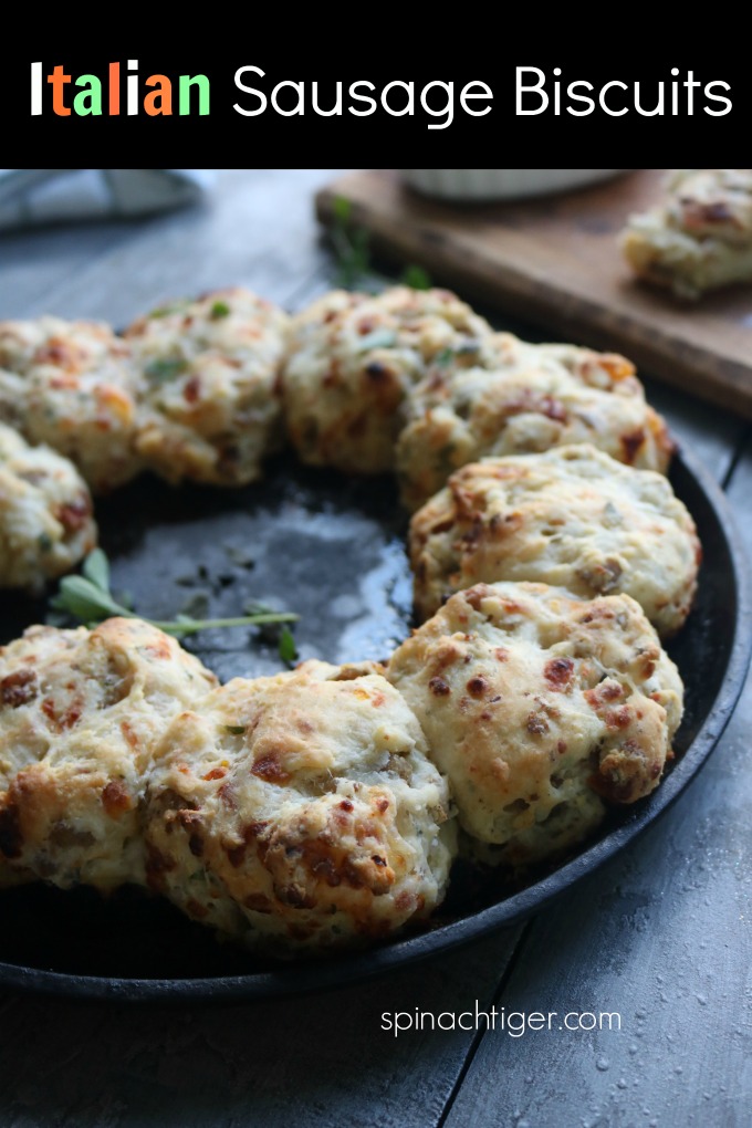 Italian Sausage Mozzarella Stuffed Biscuits from Spinach TIger
