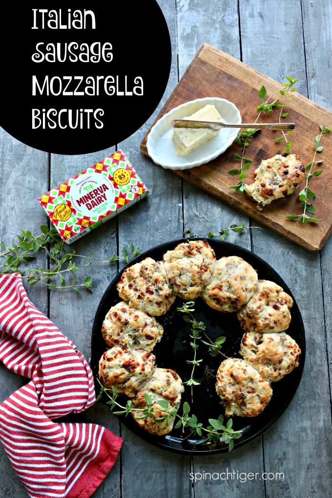 Italian Sausage Mozzarella Stuffed Biscuits from Spinach Tiger #biscuits 