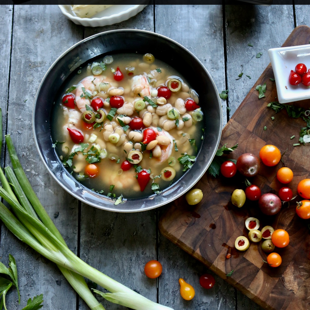 Shrimp White Bean Soup with Canned White Beans