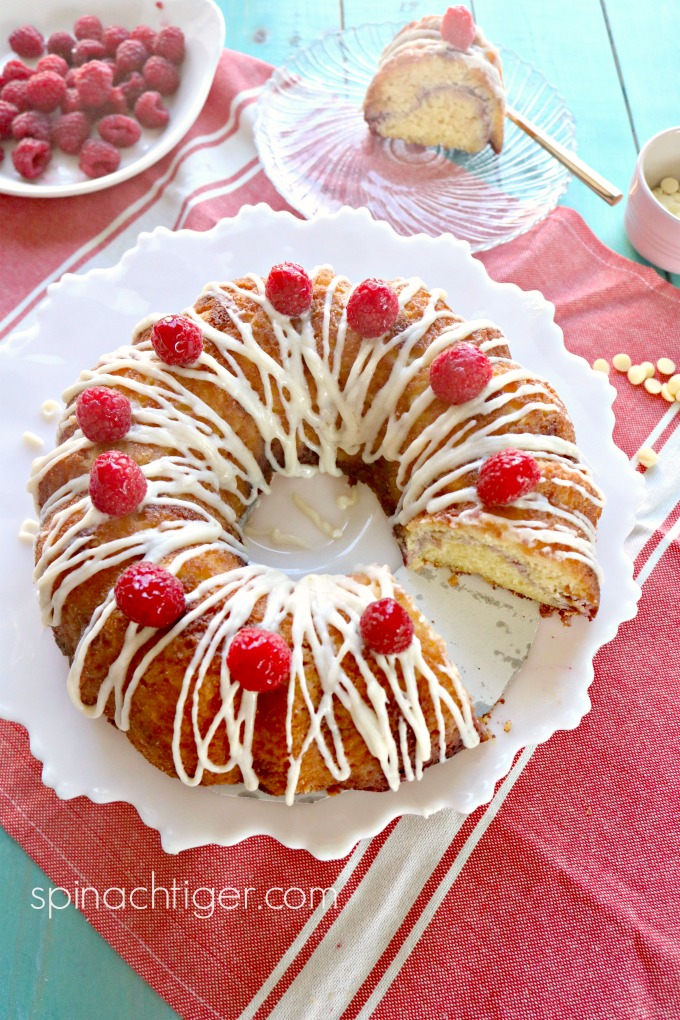 Keto White Chocolate Raspberry Bundt Cake