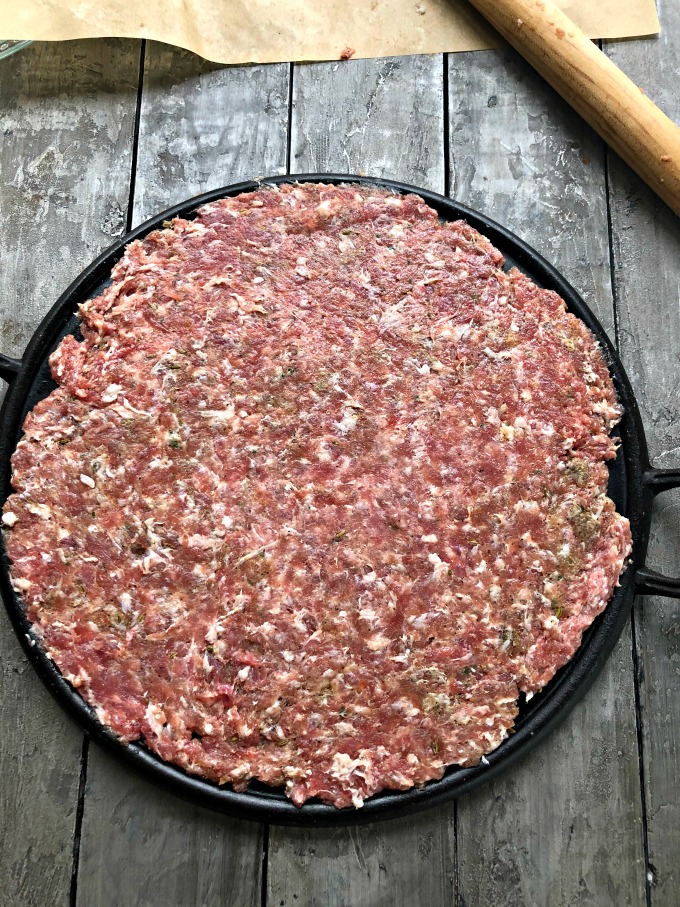 Raw Sausage for Sausage Crusted Pizza from Spinach Tiger