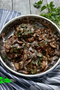 Burger Steak with Mushroom Wine Sauce