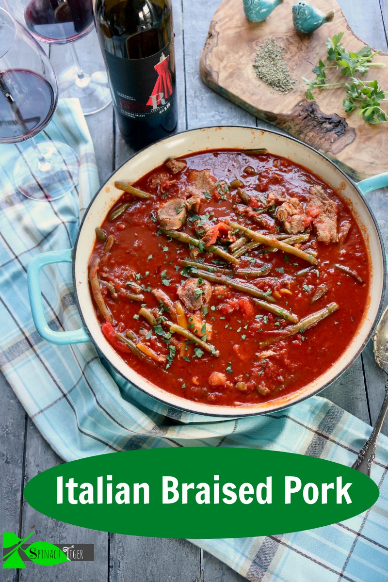 Italian Braised shoulder pork steak, crock pot or dutch oven with veggies. Turns pork fork tender. from Spinach Tiger #shoulderporksteak #braisedporksteak #porksteak #porkstew #easydinner via @angelaroberts