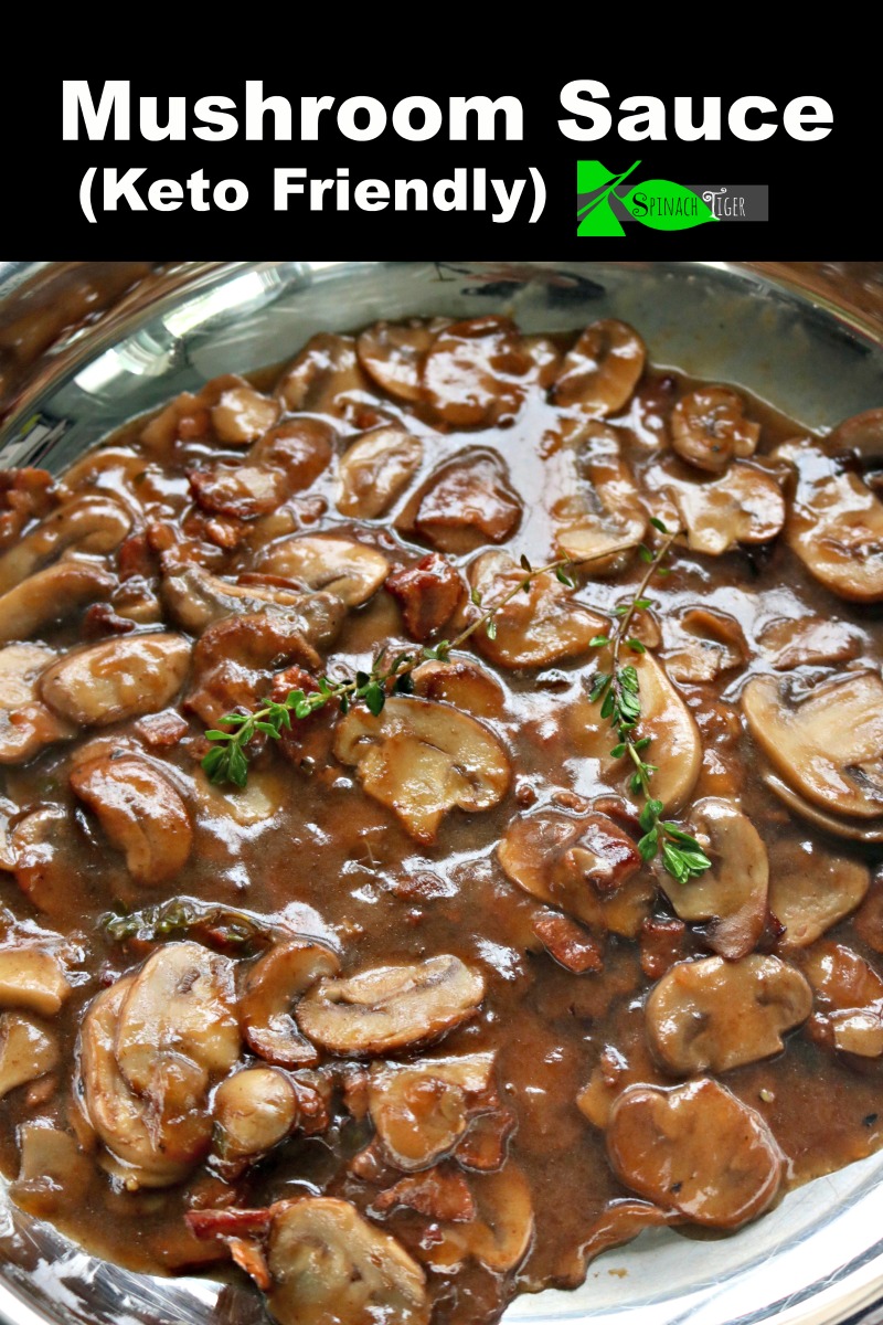 Perk up your ground beef or cheaper steak cut with this Bacon Mushroom Wine Sauce. #mushrooms #groundbeefideas #steakmushroomsauce #spinachtiger via @angelaroberts