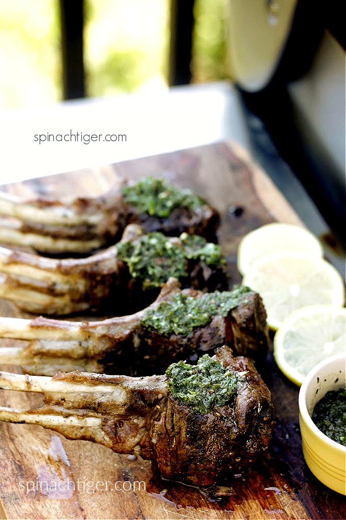 Reverse Sear Grilled Lollypop Lamp Chops from Spinach Tiger
