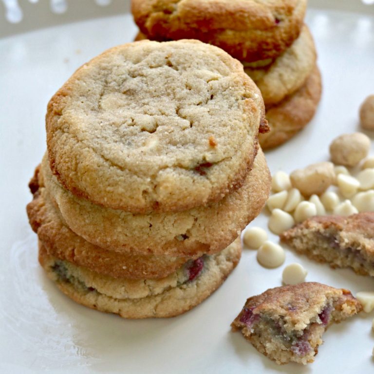 Keto White Chocolate Raspberry Cookies, Grain Free