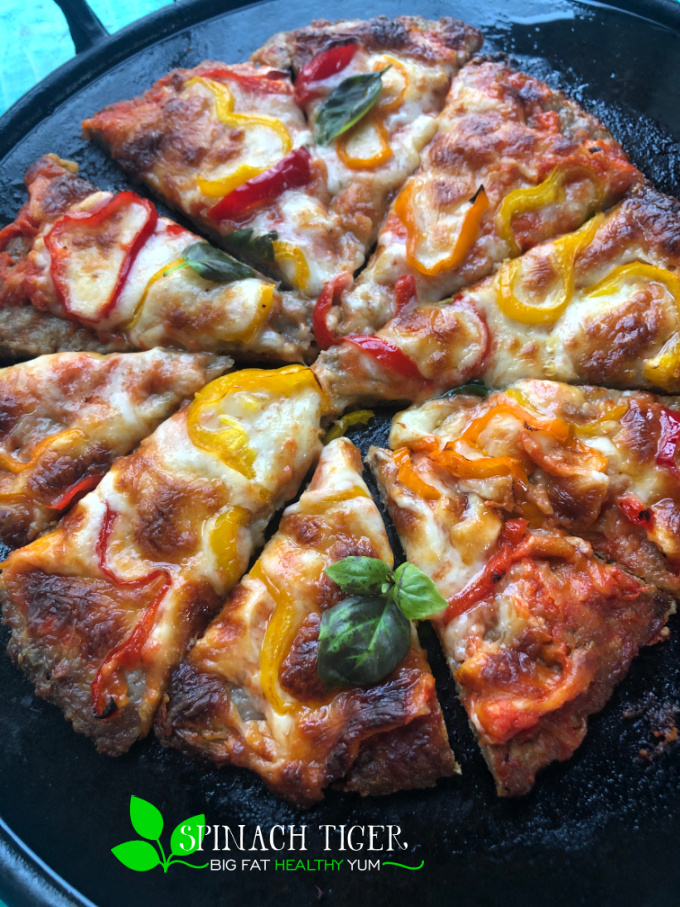 Sausage Crusted Keto PIzza with Bell Peppers from Spinach Tiger