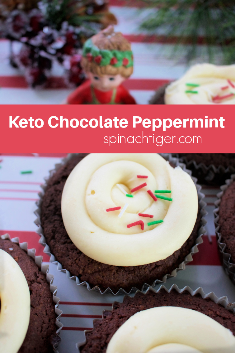 Keto Peppermint Frosting with low carb chocolate cupcakes. Delicious perfect texture, sold in my keto bakery. This keto chocolate cupcakes have been made thousands of times in the bakery. #ketocupcakes #ketopeppermintfrosting #ketochocolatecake #ketochristmasdesserts #lowcarbfrosting #ketopeppermintbuttercream #spinachtiger via @angelaroberts