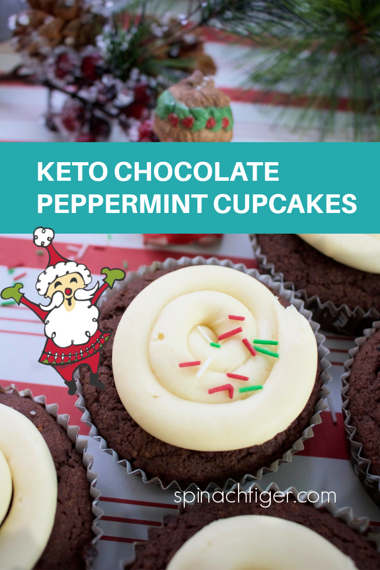 Keto Peppermint Frosting with low carb chocolate cupcakes. Delicious perfect texture, sold in my keto bakery. This keto chocolate cupcakes have been made thousands of times in the bakery. #ketocupcakes #ketopeppermintfrosting #ketochocolatecake #ketochristmasdesserts #lowcarbfrosting #ketopeppermintbuttercream #spinachtiger via @angelaroberts