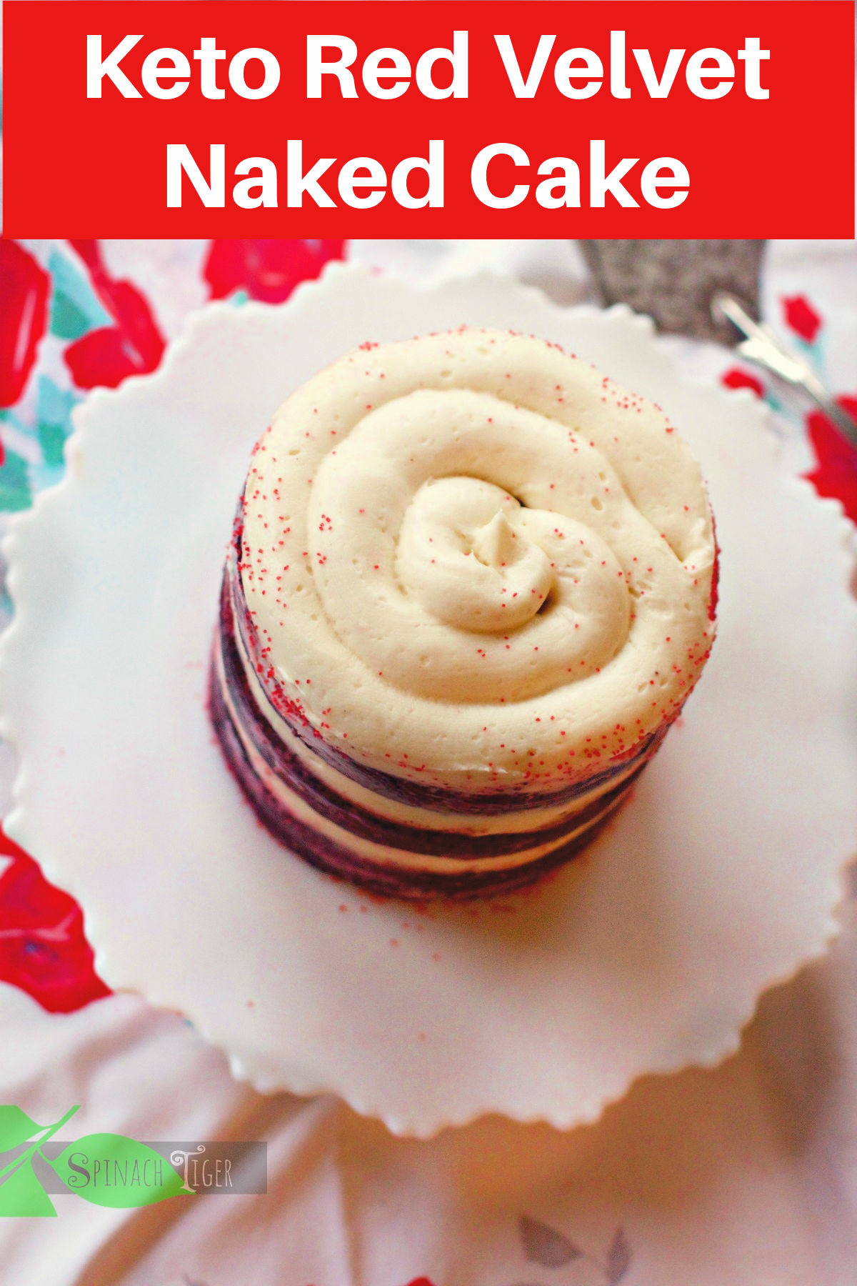Keto Red Velvet Layer Cake with Cream Cheese Frosting. Sold in our keto bakery, a tried and true grain free, sugar free, low carb red velvet cake. #ketoredvelvet #spinachtiger #redvelvet #glutenfree #almondflour via @angelaroberts