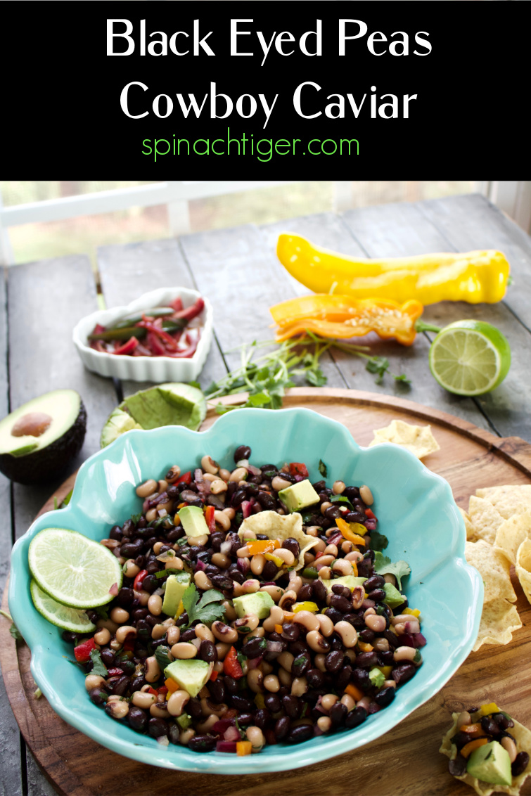 Black Eyed Peas Cowboy Caviar Recipe with Pickled Onion Spinach Tiger