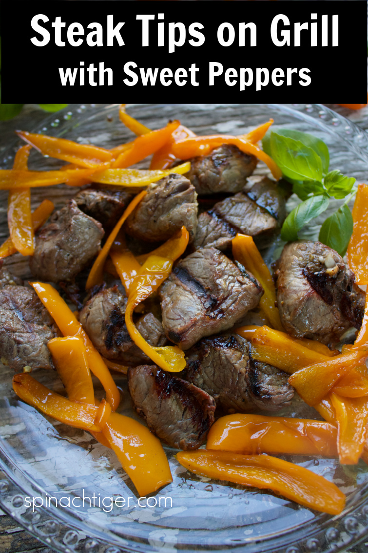 How to Cook Steak Tips on the Grill with Sweet Peppers from Spinach Tiger