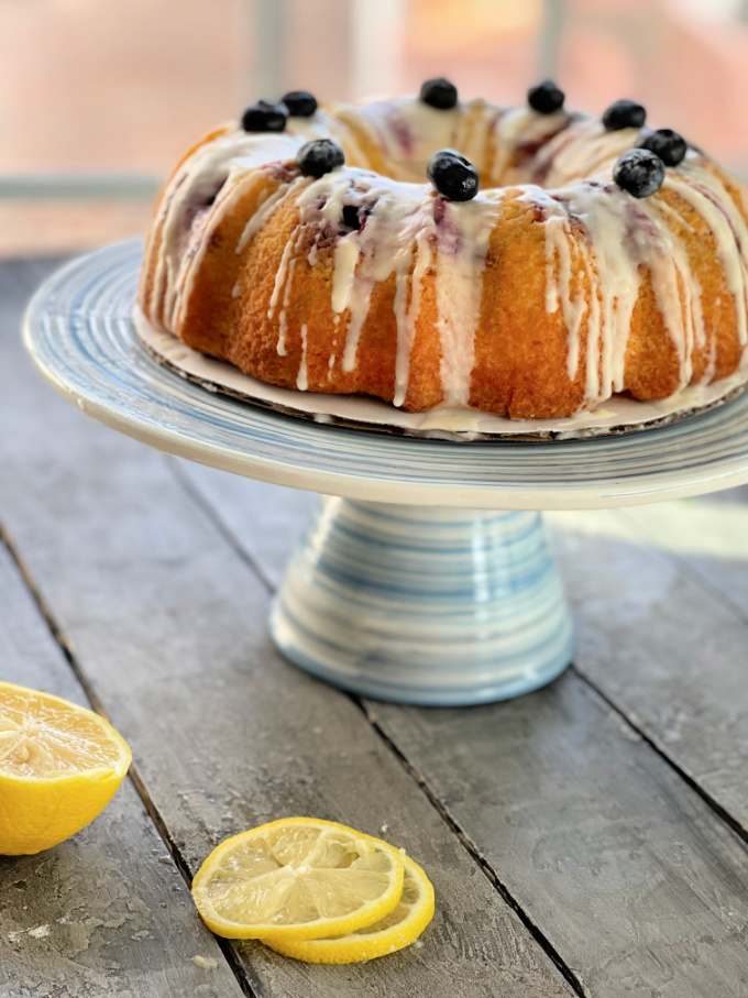 Keto Lemon Blueberry Bundt Cake Recipe with Almond Flour