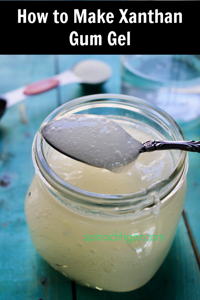 Use Xanthan gum to hold gluten free/keto cakes together. Make xanthan gum gel to thicken sauces and gravies. How to make this easy xanthan gum gel. #xanthangum #spinachtiger #keto #glutenfree via @angelaroberts