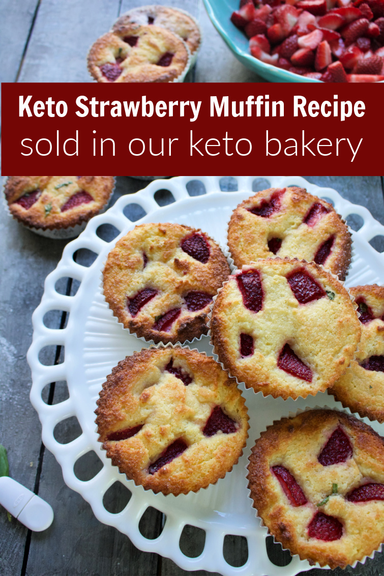 Delicious Keto Strawberry Muffins Recipe, gluten free, paleo, sold in our successful keot bakery. Perfect texture, kitchen tested, customer approved. #strawberries #ketostrawberrymuffins #ketomuffins #ketostrawberryrecipes #spinachtiger #paleostrawberrymuffins via @angelaroberts