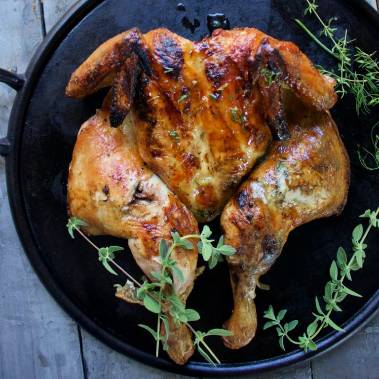 Grilled Spatchcock Chicken Greek Style