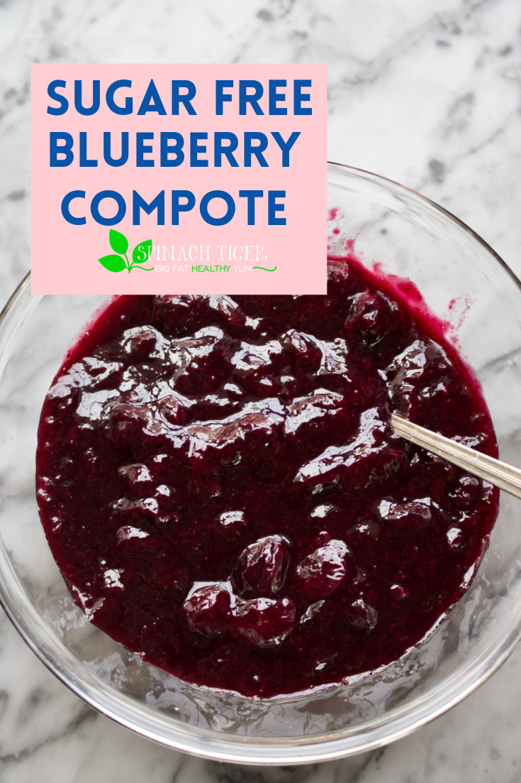Sugar Free Blueberry Compote made with Swerve, Lemon juice, for your favorite keto cheesecake, ice cream, pancakes, etc. from #spinachtiger #ketorecipes #sugarfree #diabeticrecipe #blueberryrecipe via @angelaroberts