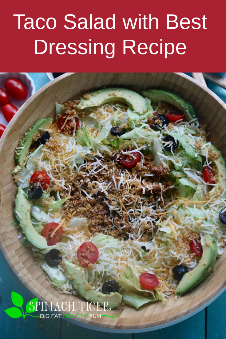 This is the best dressing for taco salad. Use on any kind of taco salad, fajitas, tacos. #mayonnaise #sourcream #salsa #tacosalad #spinachtiger via @angelaroberts