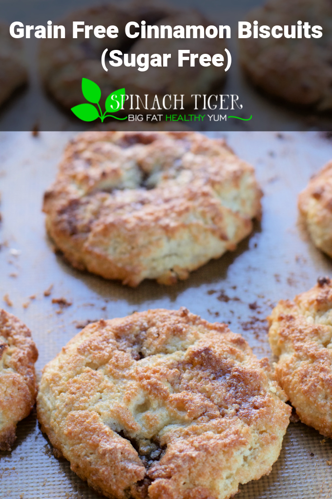 Grain Free Keto Cinnamon Biscuits at only 2 net carbs are absolutely delicious and the perfect keto, gluten free, paleo breakfast treat. #ketobiscuits #grainfreebiscuits #paleobiscuits #ketorecipes #spinachtiger #ketobreakfast #lowcarbbreakfast via @angelaroberts