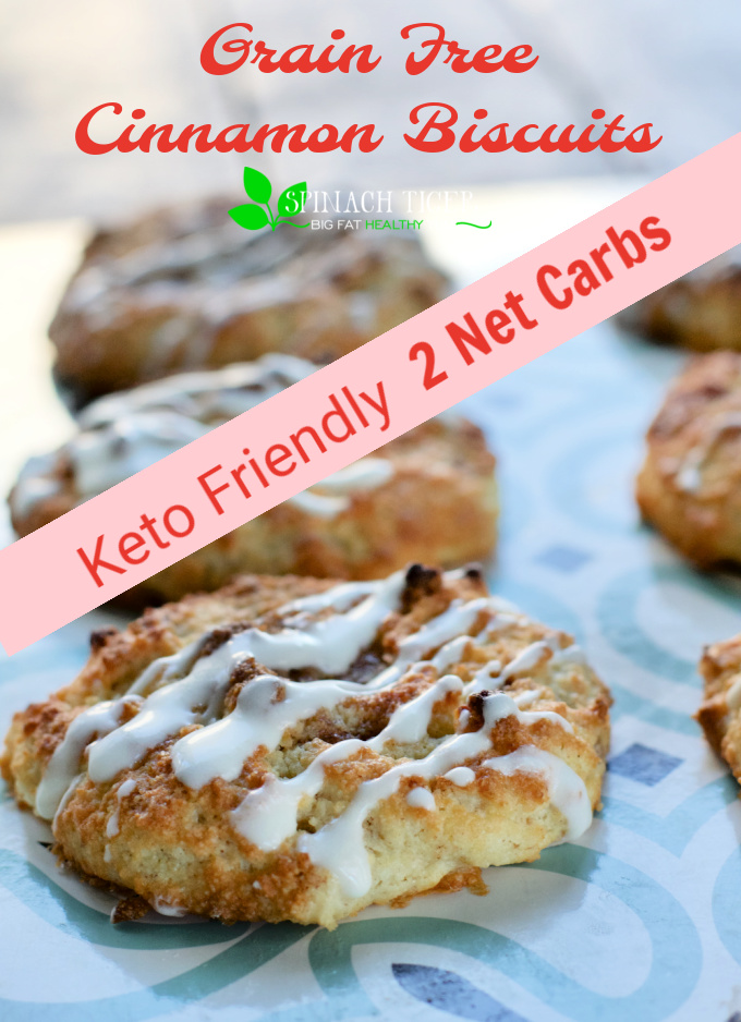 Grain Free Keto Cinnamon Biscuits at only 2 net carbs are absolutely delicious and the perfect keto, gluten free, paleo breakfast treat. #ketobiscuits #grainfreebiscuits #paleobiscuits #ketorecipes #spinachtiger #ketobreakfast #lowcarbbreakfast via @angelaroberts