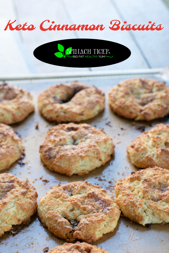Grain Free Keto Cinnamon Biscuits at only 2 net carbs are absolutely delicious and the perfect keto, gluten free, paleo breakfast treat. #ketobiscuits #grainfreebiscuits #paleobiscuits #ketorecipes #spinachtiger #ketobreakfast #lowcarbbreakfast via @angelaroberts