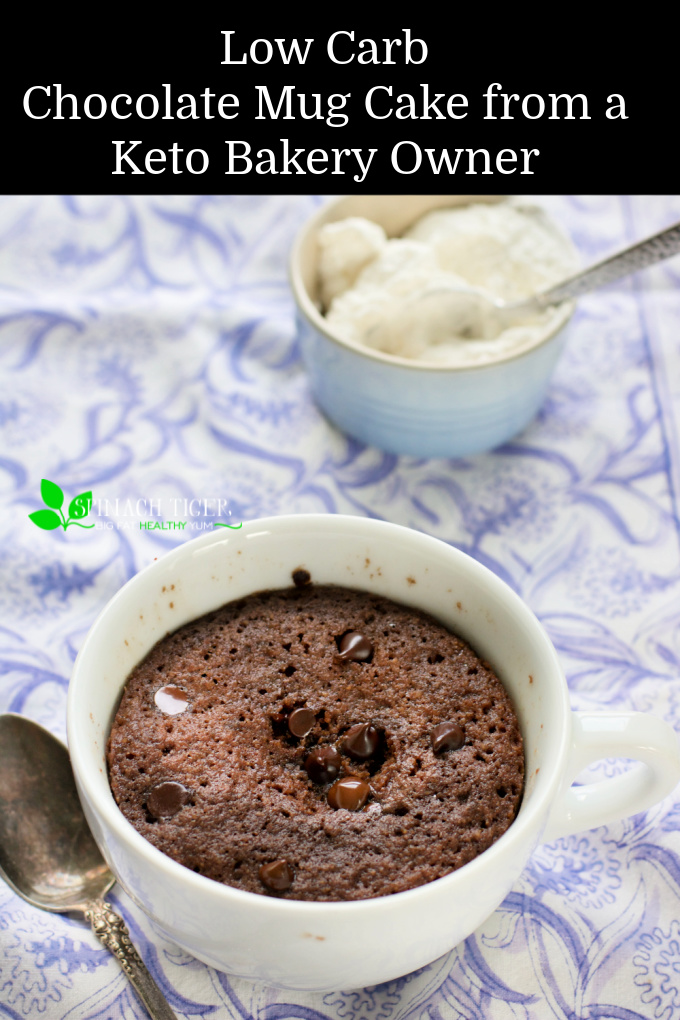 Make easy low carb chocolate mug cake in microwave in 60 seconds. I have a keto bakery and this is includes all my tips and tricks for delicious keto cake. #ketodessert #mugcake #chocolatemugcake #spinachtiger #glutenfreecake via @angelaroberts