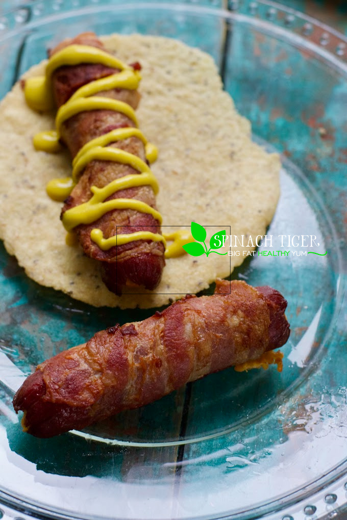Bacon Wrapped Hot Dogs Stuffed with Cheese