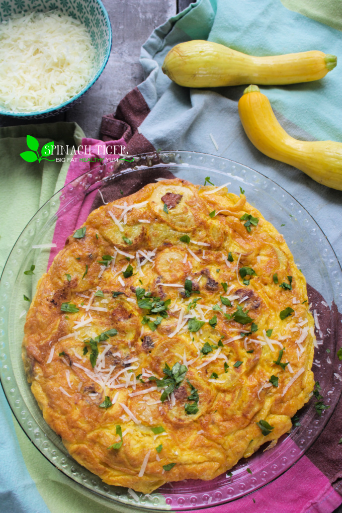 Yellow Squash Bacon Frittata Stovetop or Baked