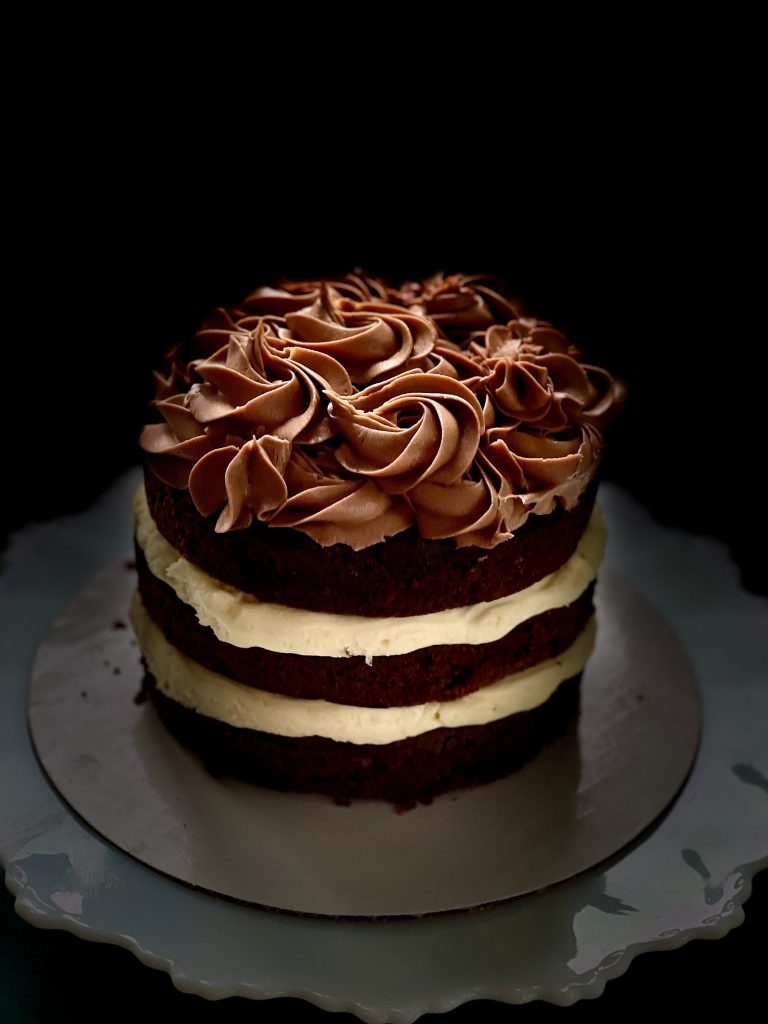 Keto Chocolate Cake with Mixed Frosting