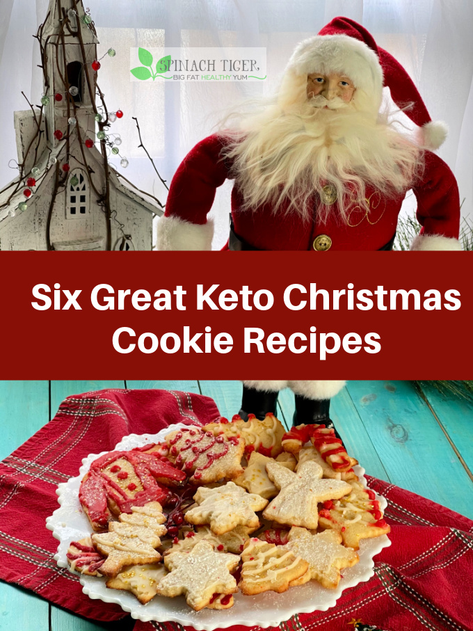 From a keto bakery owner, my favorite Keto Christmas recipes, including cookies you can cut out, or soft sugar cookies, pecan tassies, soft ricotta cookies and chocolate chip with bacon. #spinachtiger #ketocookies via @angelaroberts