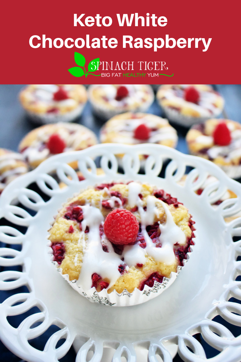 Keto White Chocolate Raspberry Muffins (Low Carb, Gluten free) 3 net carbs only. via @angelaroberts