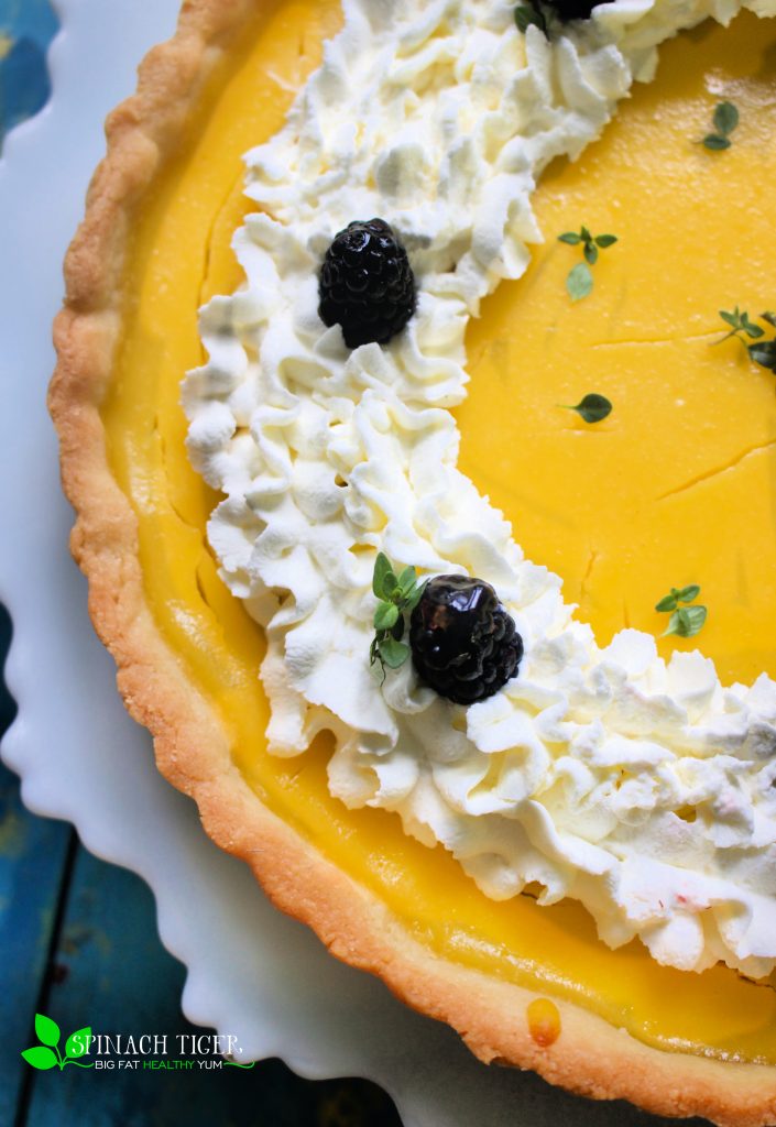 Keto Lemon Tart with Stabilized Whipped Cream, Almond Flour Crust