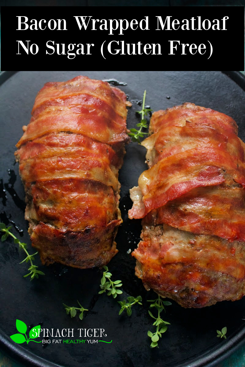 Try this Bacon Wrapped Meatloaf with a sugar free maple glaze for an easy dinner your family will swoon over. #bacon #meatloaf #spinachtiger via @angelaroberts