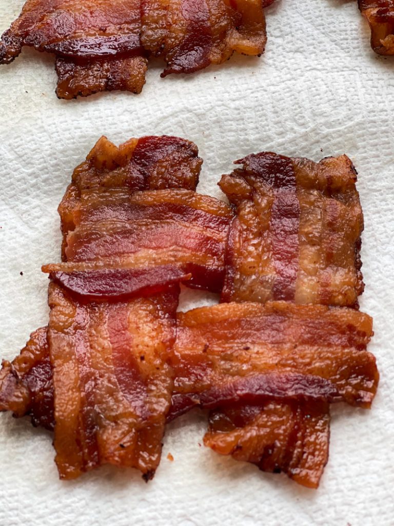 Bacon as Bread in cross hatch