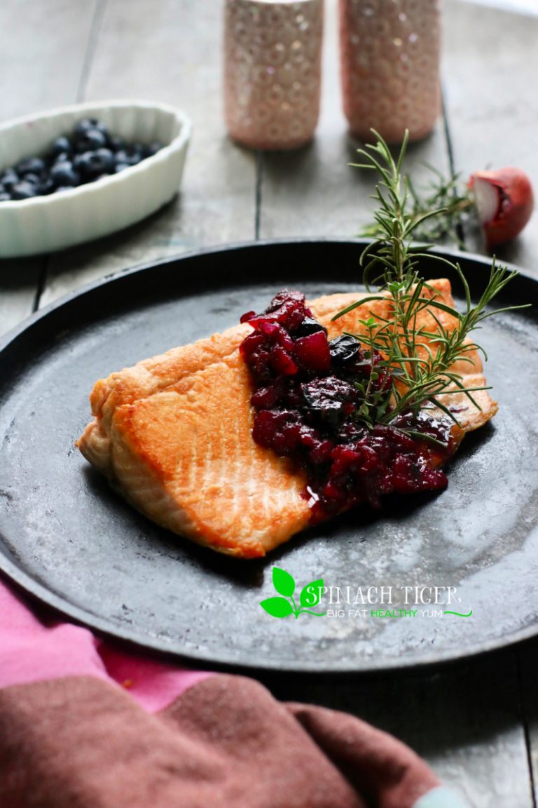 Salmon with Savory Blueberry Compote