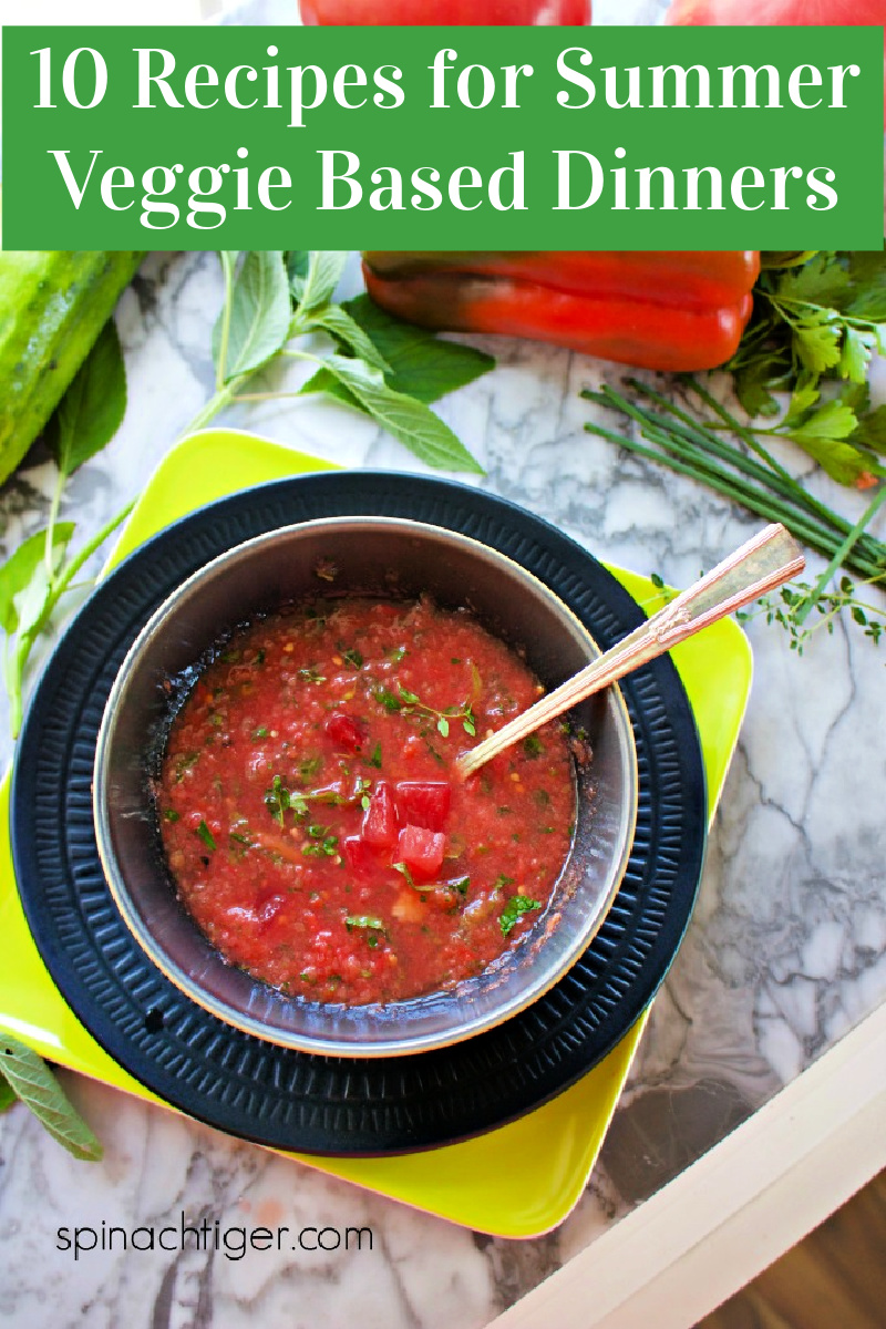 Use tomatoes, zucchini and more for summer veggie based dinners. Pasta recipes, soup recipes and more. #veggies #tomatoes #zucchini via @angelaroberts