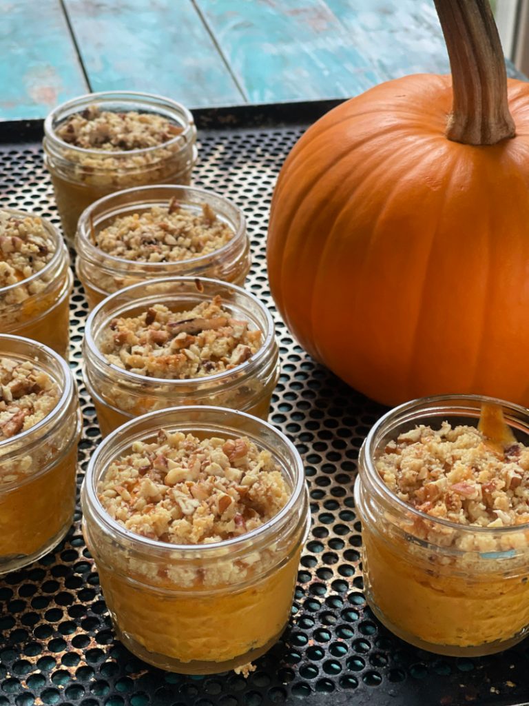 Keto Maple Pumpkin Cheesecake Jars with Maple Pecan Topping